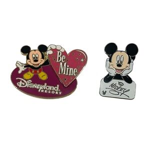 Disney Pins Set of 2 Disneyland Resort Be Mine and Mickey Autograph EUC